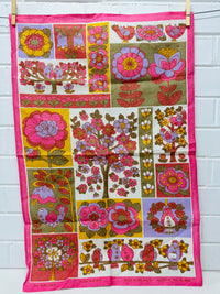 ULSTER Retro Vintage Tea Towel PINKS Unused BEAUTIFUL