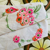 Vintage Handmade Embroidered Tablecloth Linen Pretty