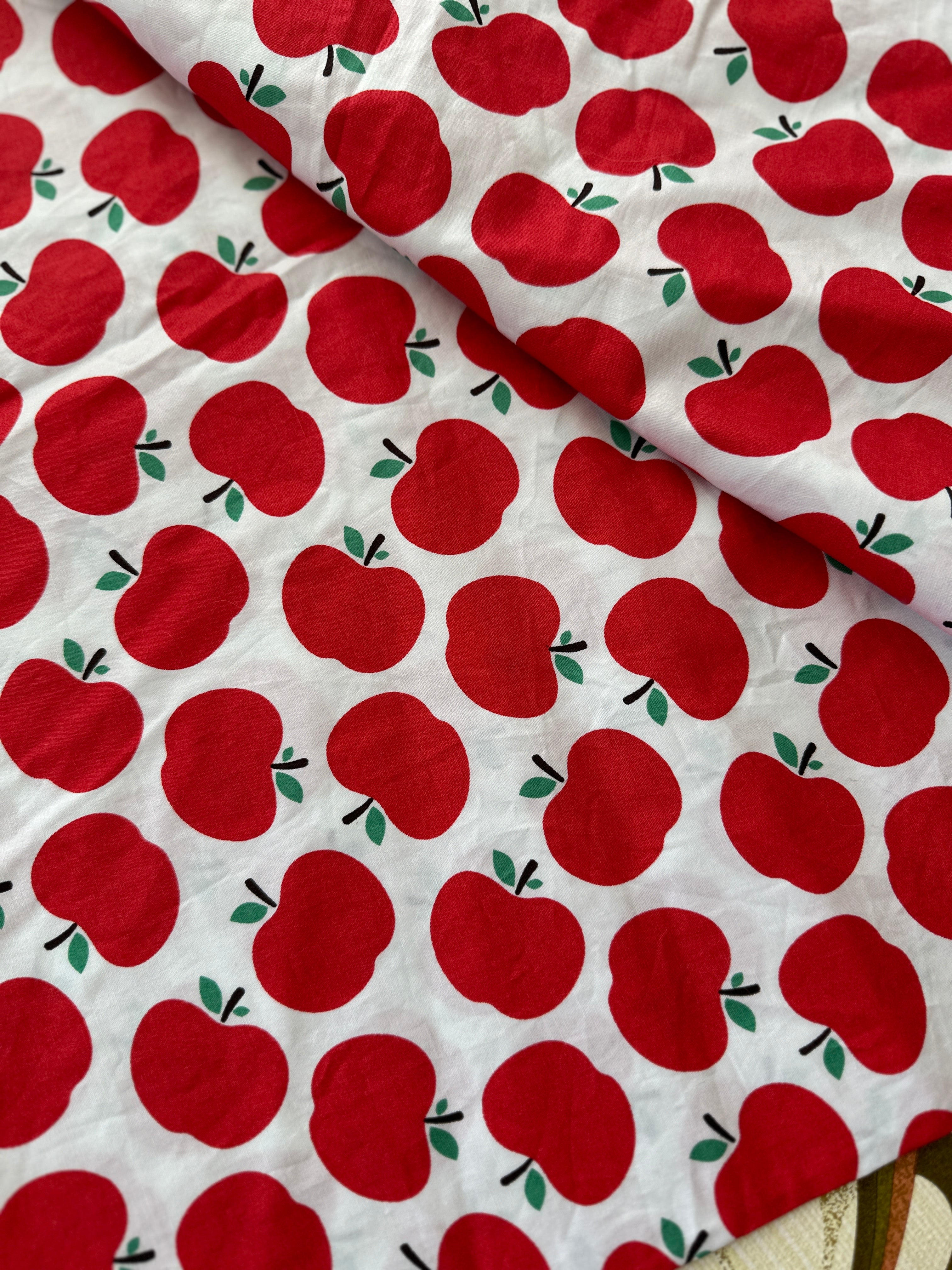 140cms Modern Poly Blend FABRIC Apples