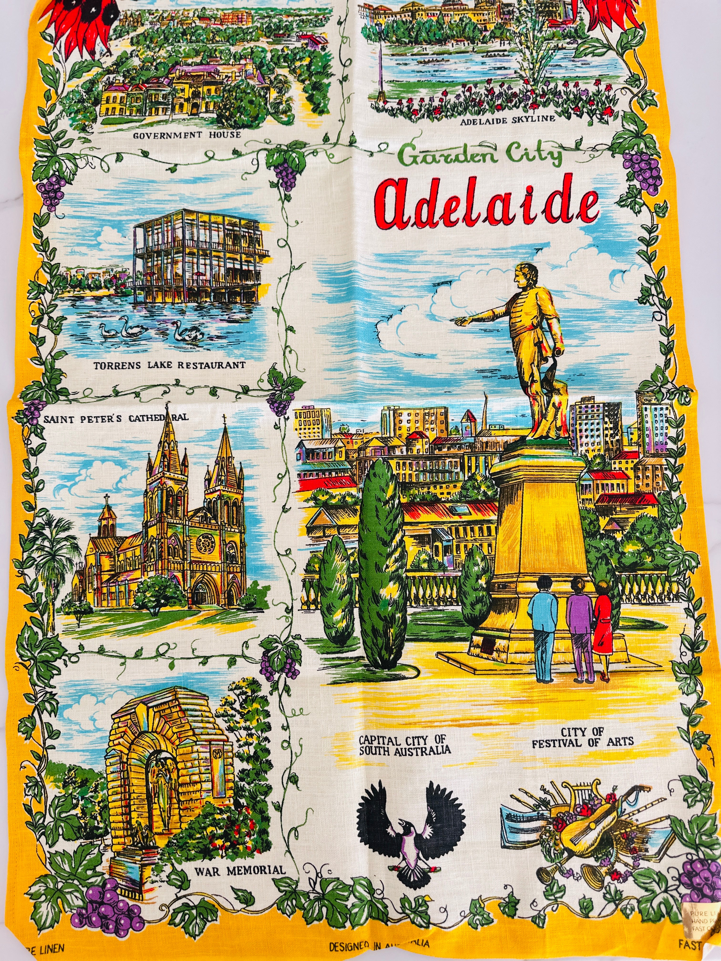 UNUSED Garden City Adelaide Linen Tea Towel