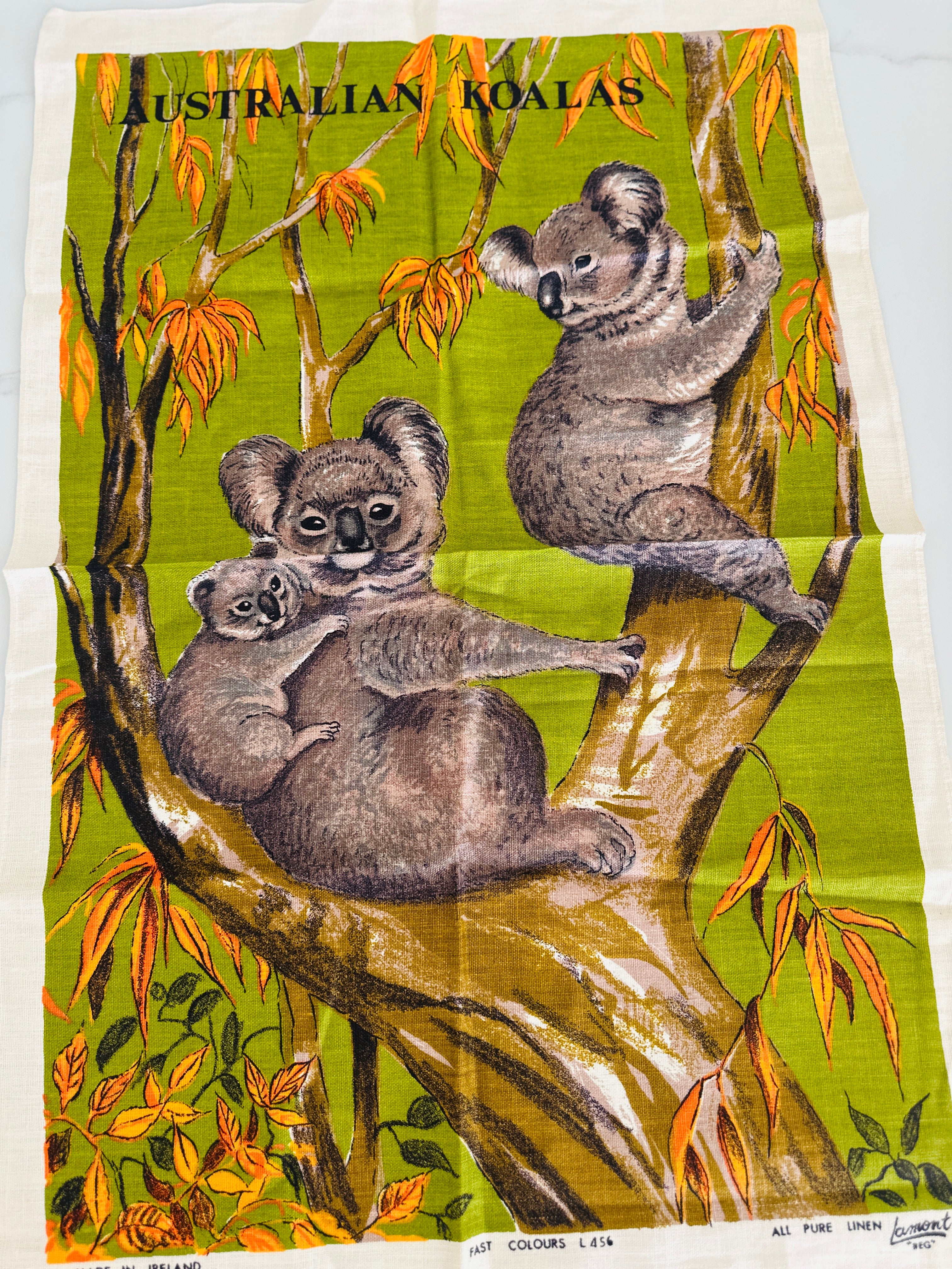 UNUSED Australian Koala's Tea Towel LAMONT