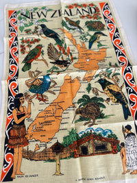 UNUSED Pure LINEN New Zealand BIRDS Tea Towel