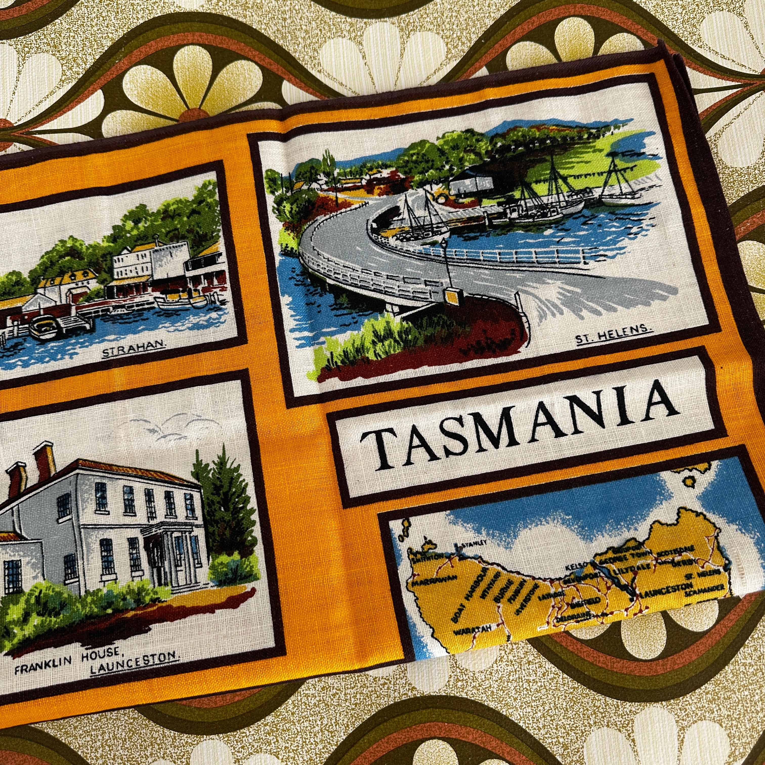 UNUSED Pure LINEN Tasmania Tea Towel