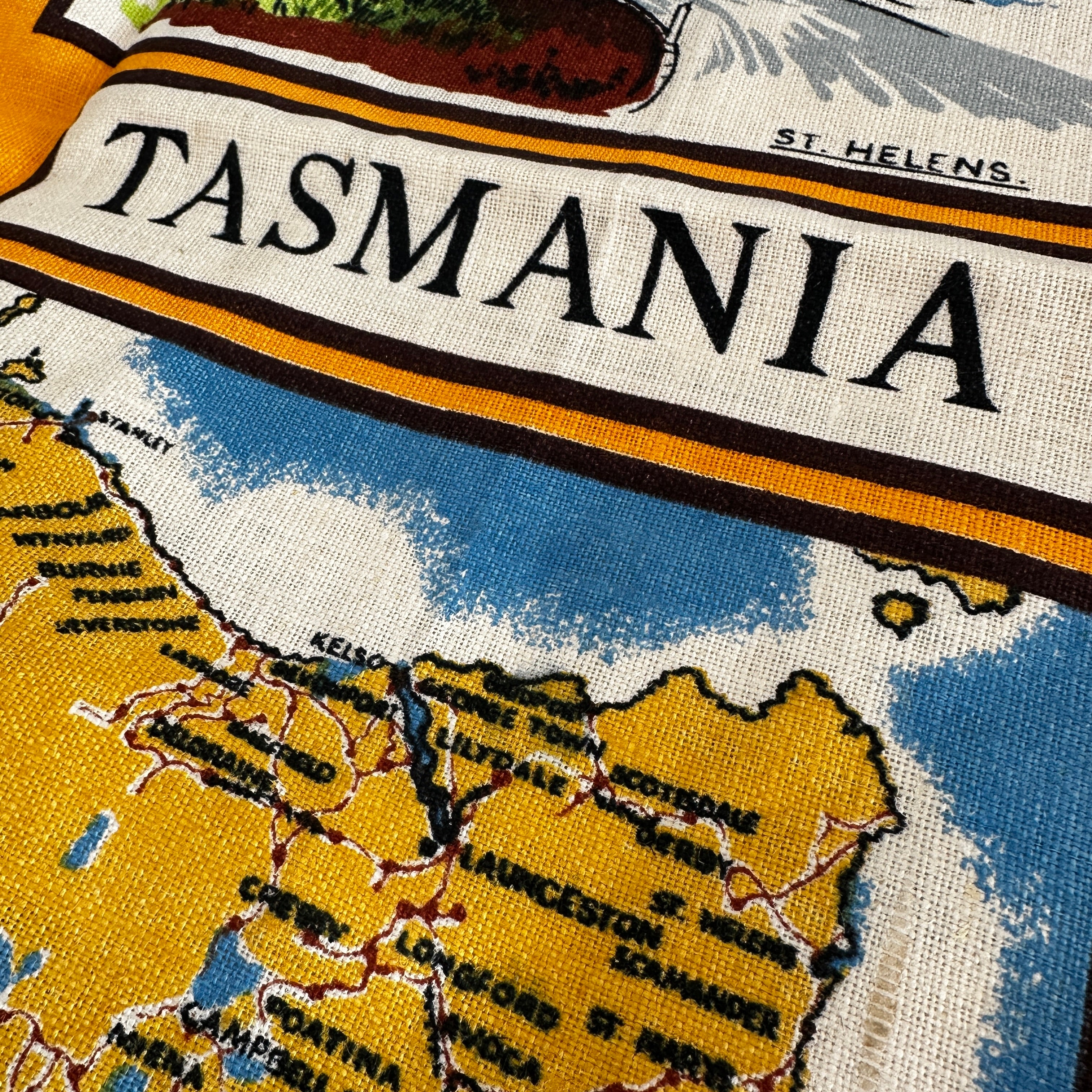 UNUSED Pure LINEN Tasmania Tea Towel