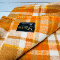 AS NEW Wool Blanket Vintage Orange & Brown # 2