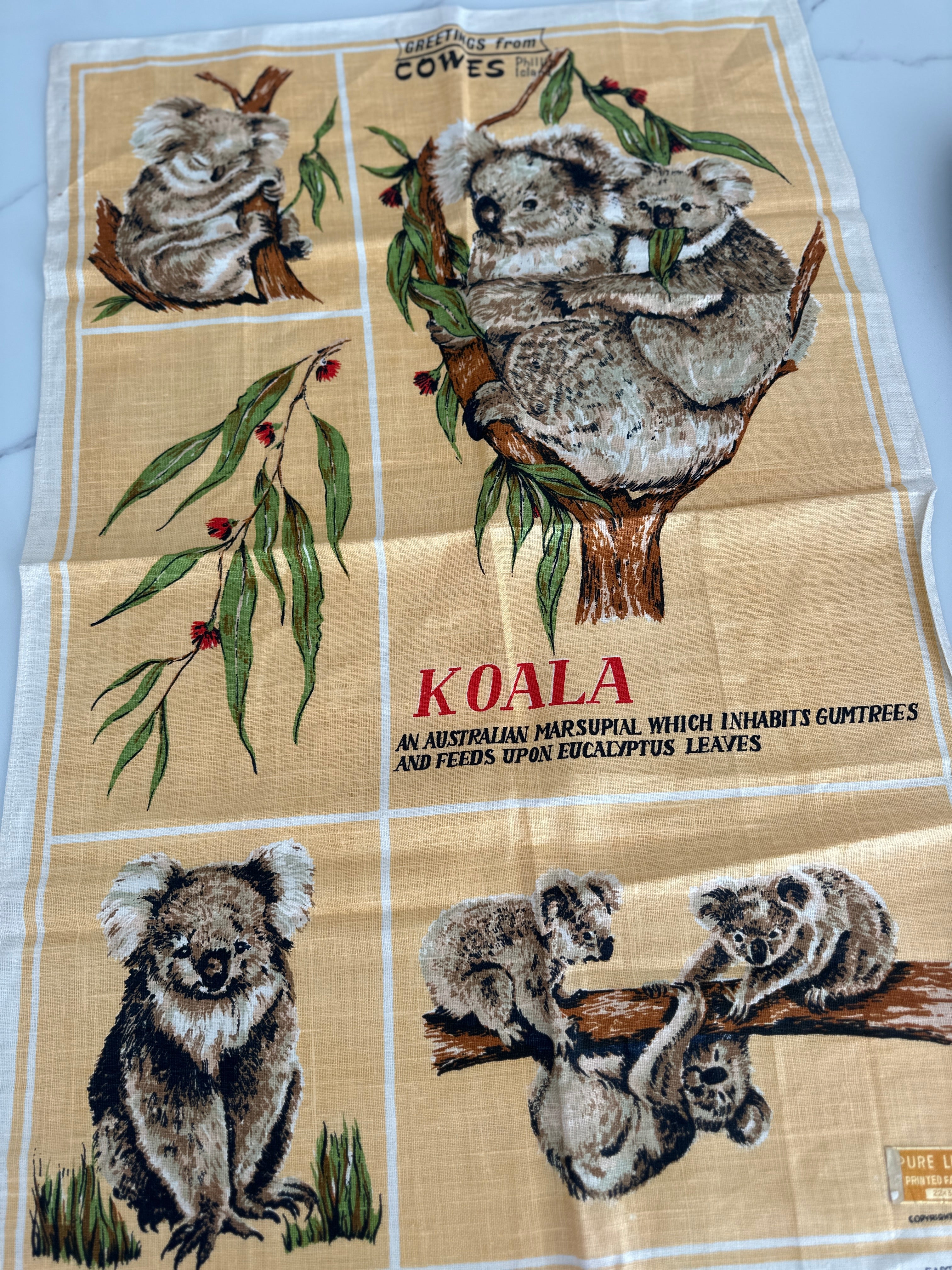 UNUSED Pure LINEN Cowes Phillip Island Tea Towel