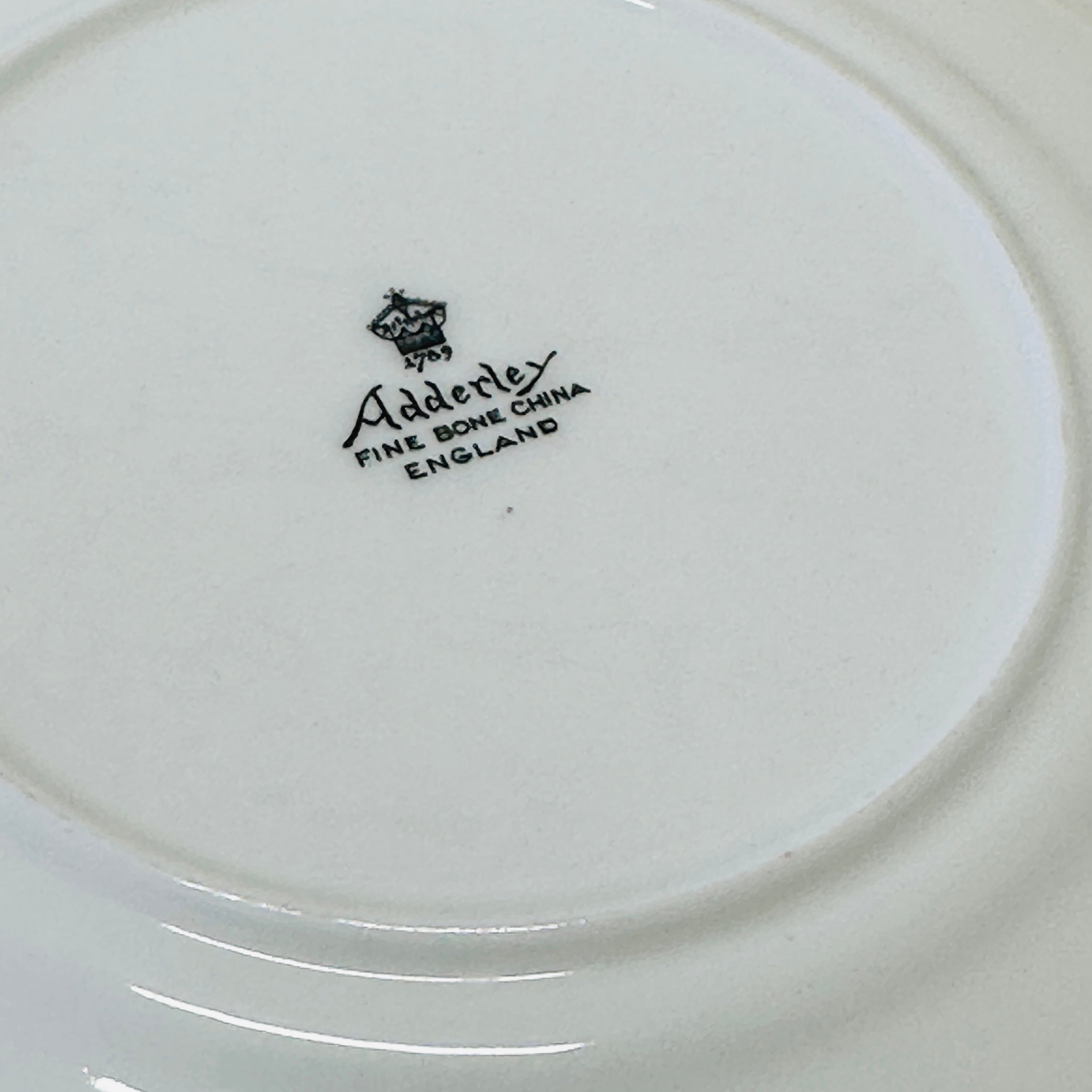 Adderley ENGLAND Vintage Black & White Floral Plate