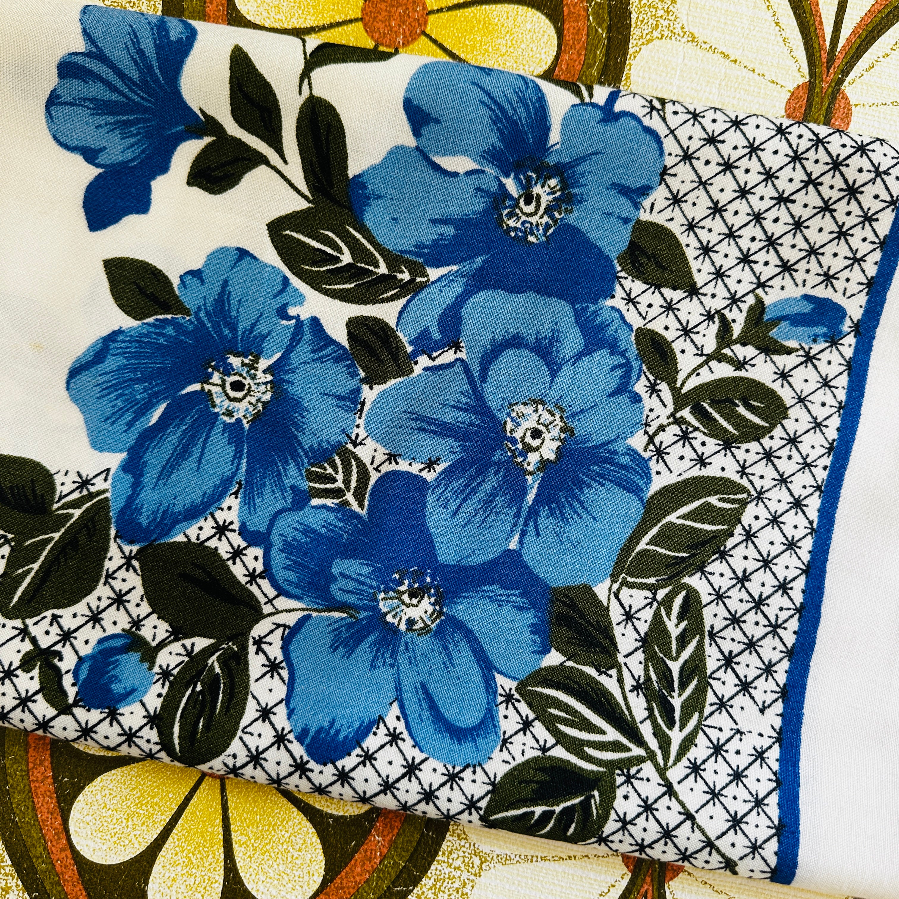 Cute Vintage Blue & White Floral Tablecloth
