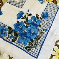 Cute Vintage Blue & White Floral Tablecloth