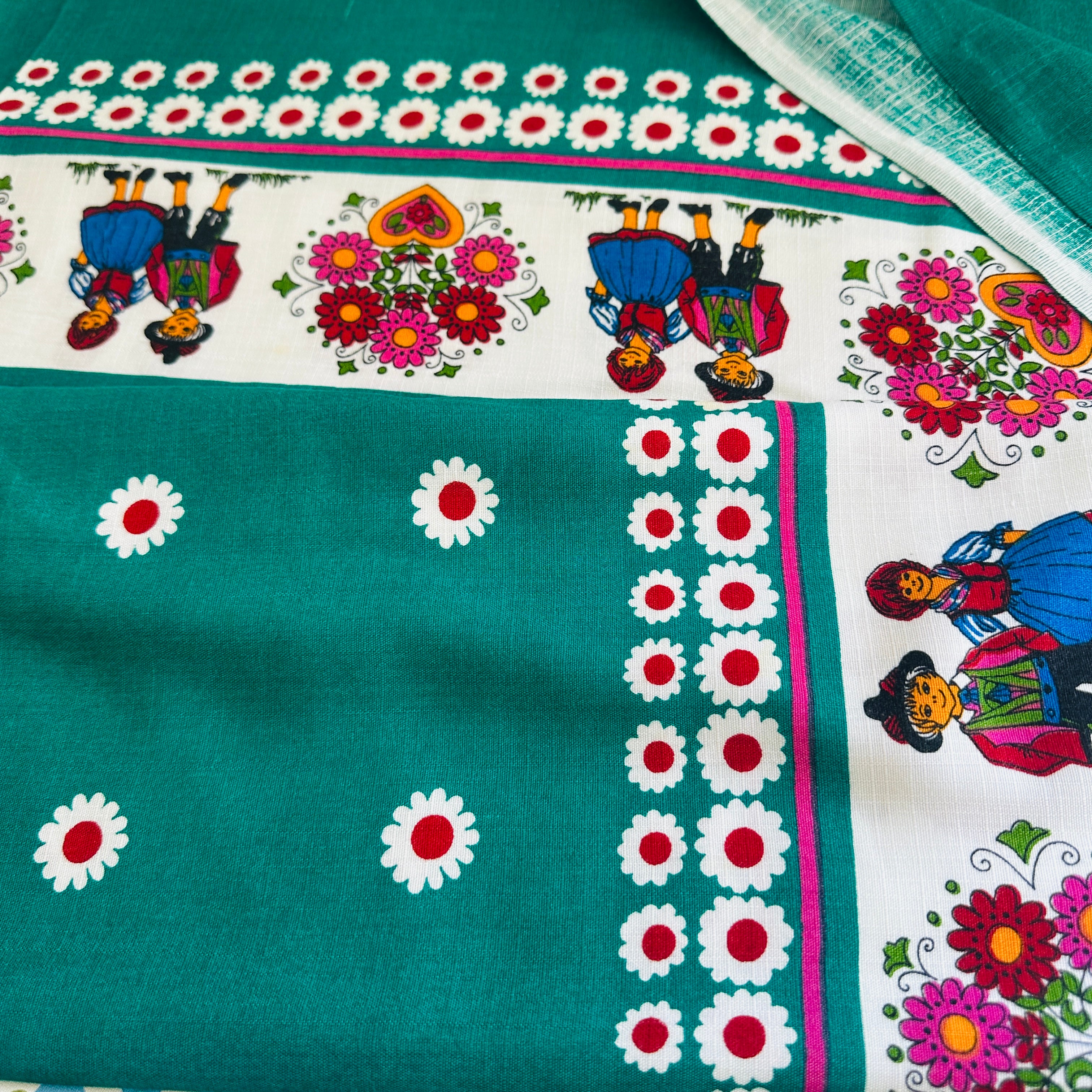Vintage Green Floral Tablecloth