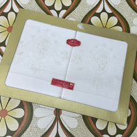 Embroidered BOXED Pair Pillow Cases White Cotton # 2