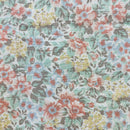 145cms Pretty Muted Floral Fabric Ribbed Cotton