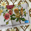 Vintage UNUSED Linen Tea Towel Australian Wildflowers