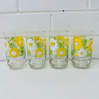 Four Sweet Floral Vintage Glasses