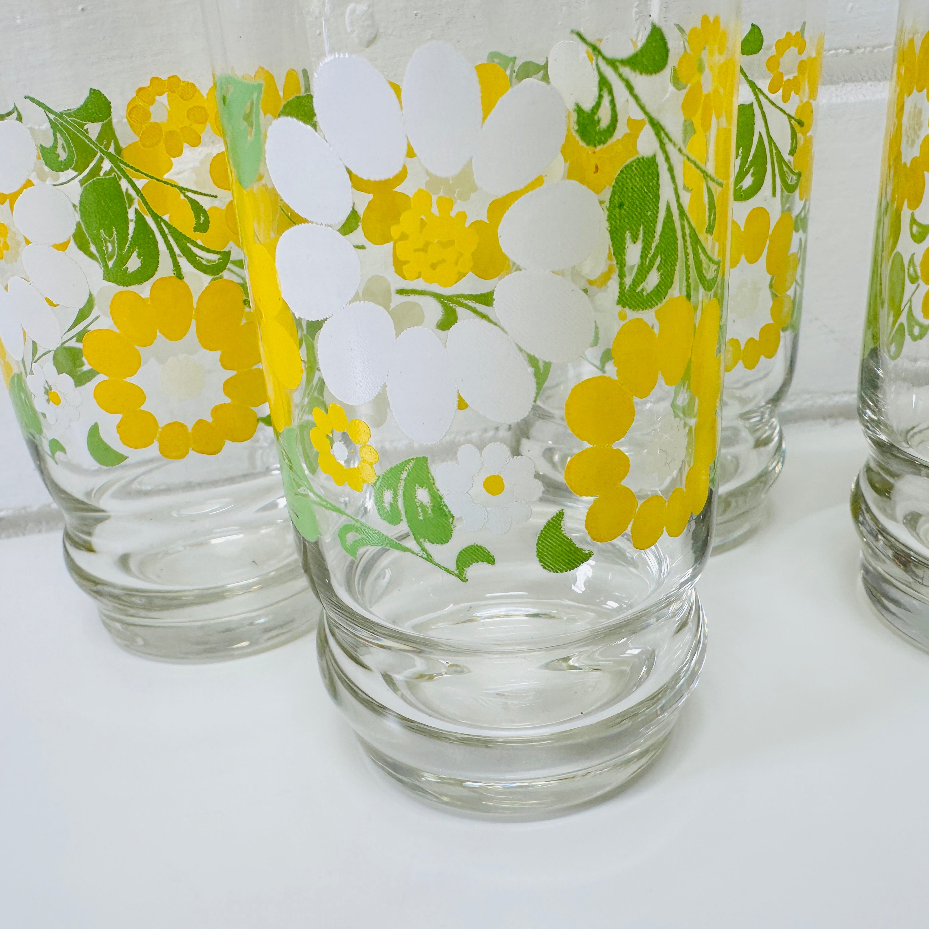 Four Sweet Floral Vintage Glasses