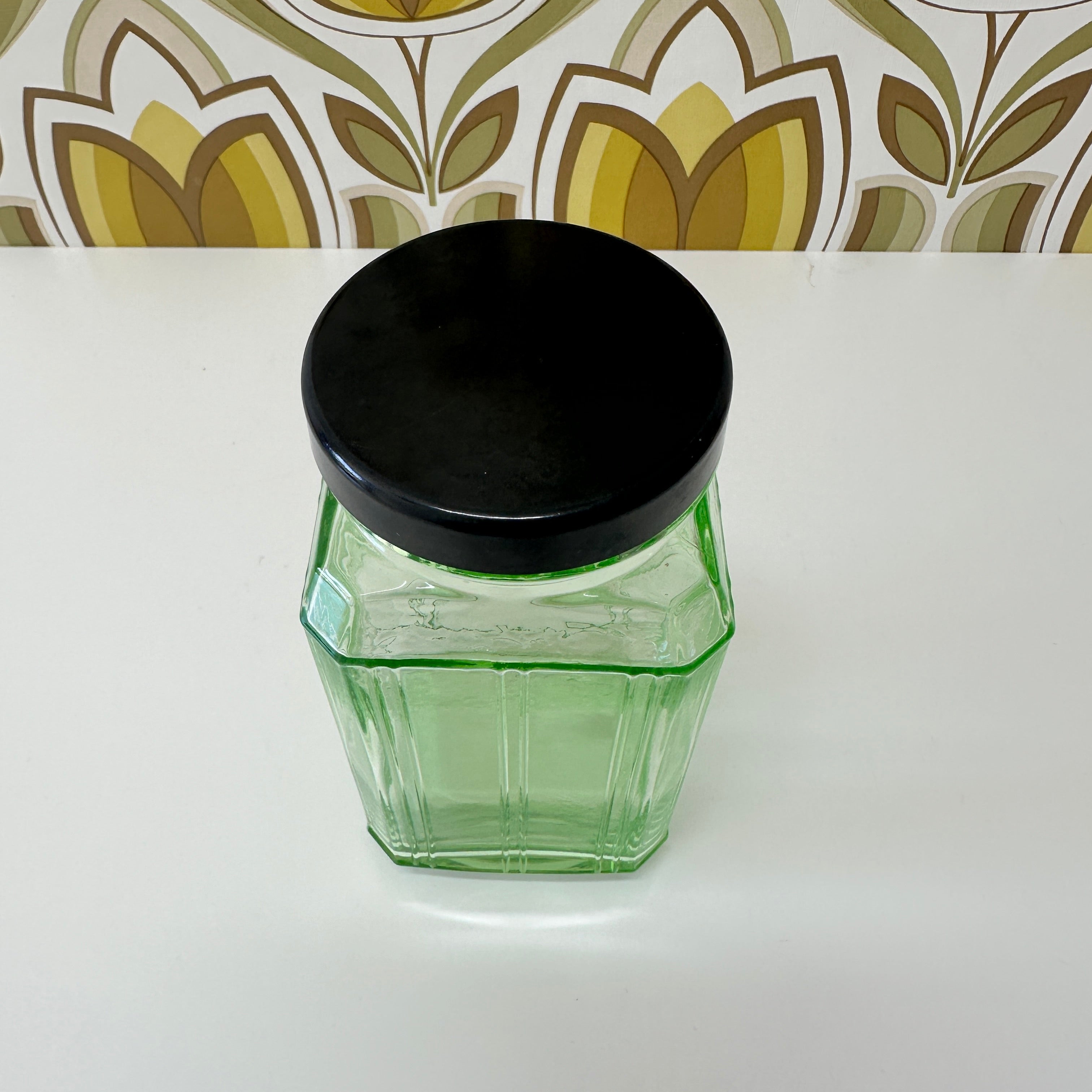 1930’s Green Depression Art Glass JAR