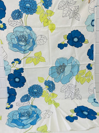 100cms Thick Blue Bold Floral Fabric