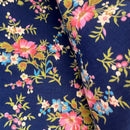 240cms  Cotton Navy Blue Fabric VIntage