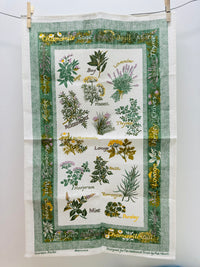 PAT ALBECK Irish Linen Herbs Tea Towel UNUSED
