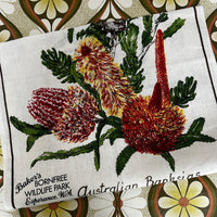 UNUSED Vintage Tea Towel Australian Banksias Linen