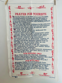 UNUSED Vintage Tea Towel Prayer for Tourists Linen