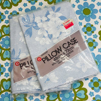One Vintage Pillow Case Blue Floral