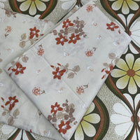 UNUSED Cotton Flat Sheet Floral Brown