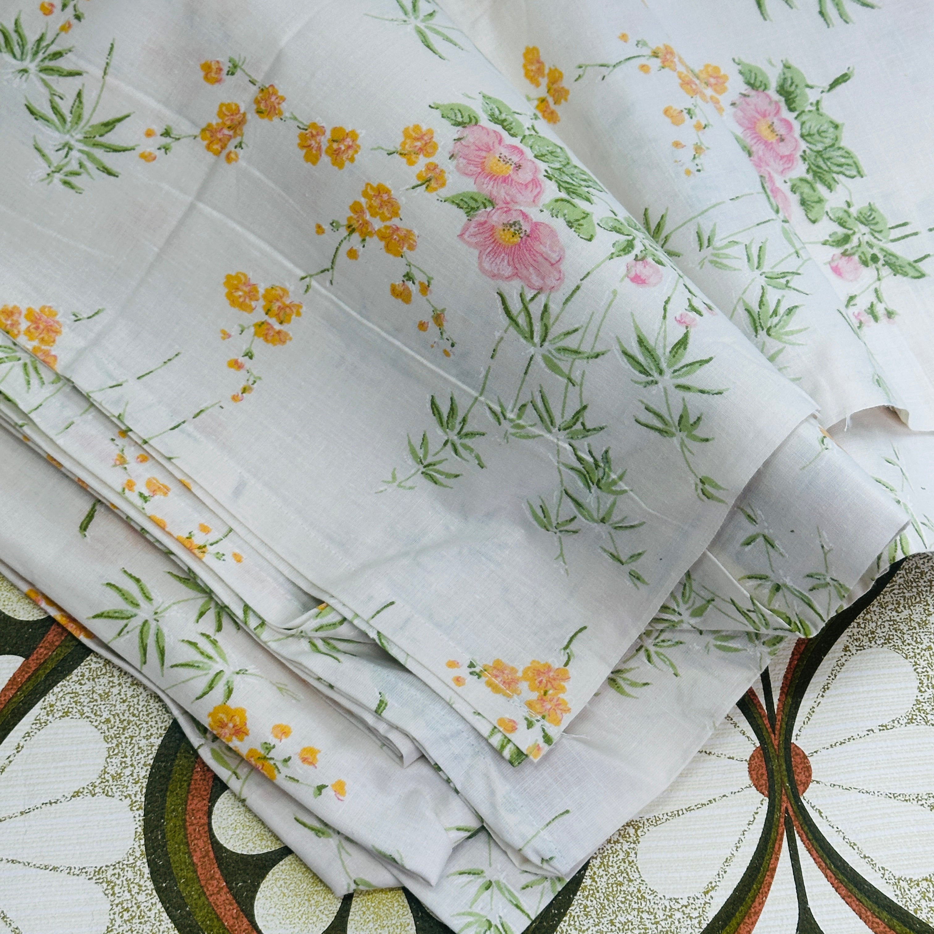 UNUSED Cotton Flat Sheet Floral