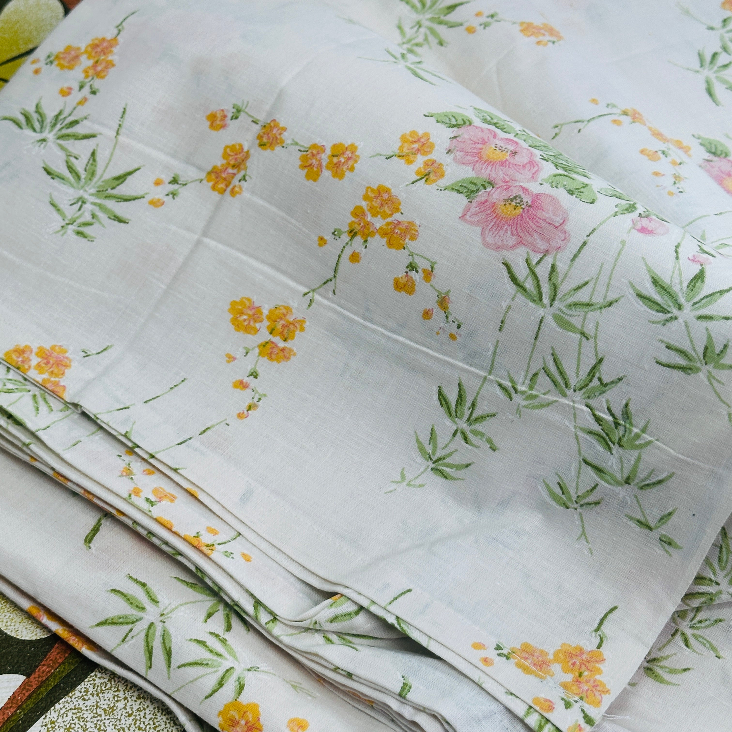 UNUSED Cotton Flat Sheet Floral
