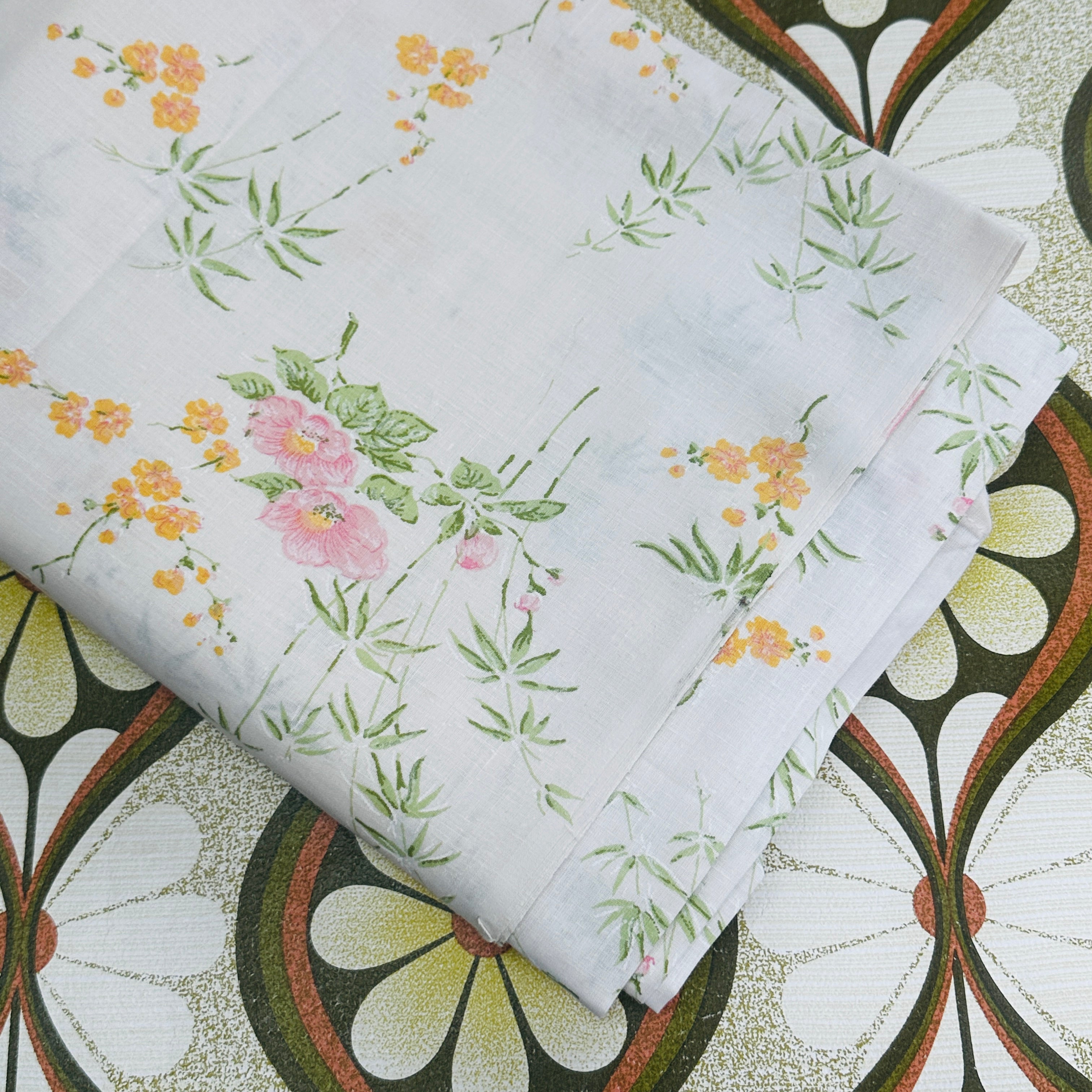 UNUSED Cotton Flat Sheet Floral