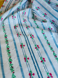 150cms Gorgeous Cotton Fabric Embroidery Sourced in Spain Blues