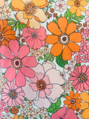 Sold by the Metre Pink Modern Floral Cotton