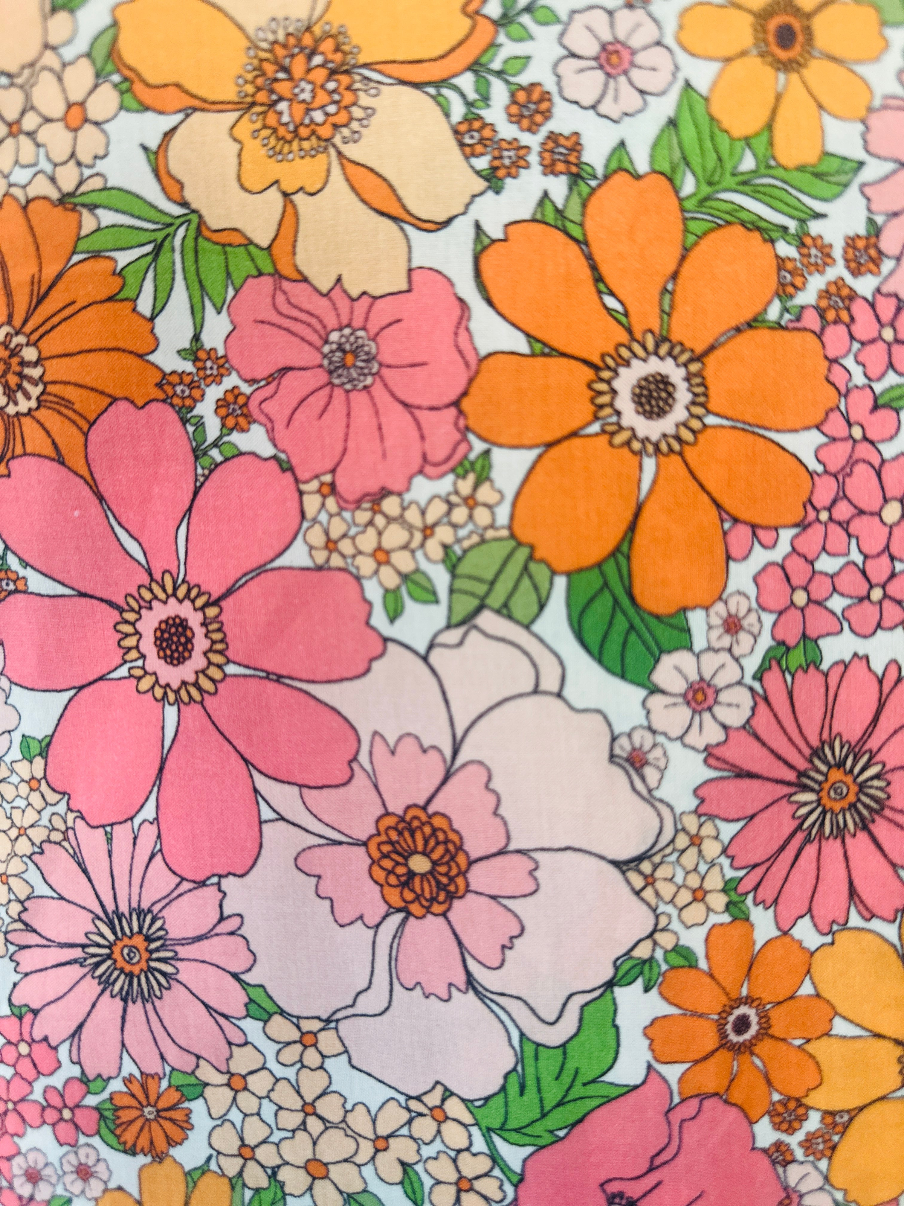 Sold by the Metre Pink Modern Floral Cotton