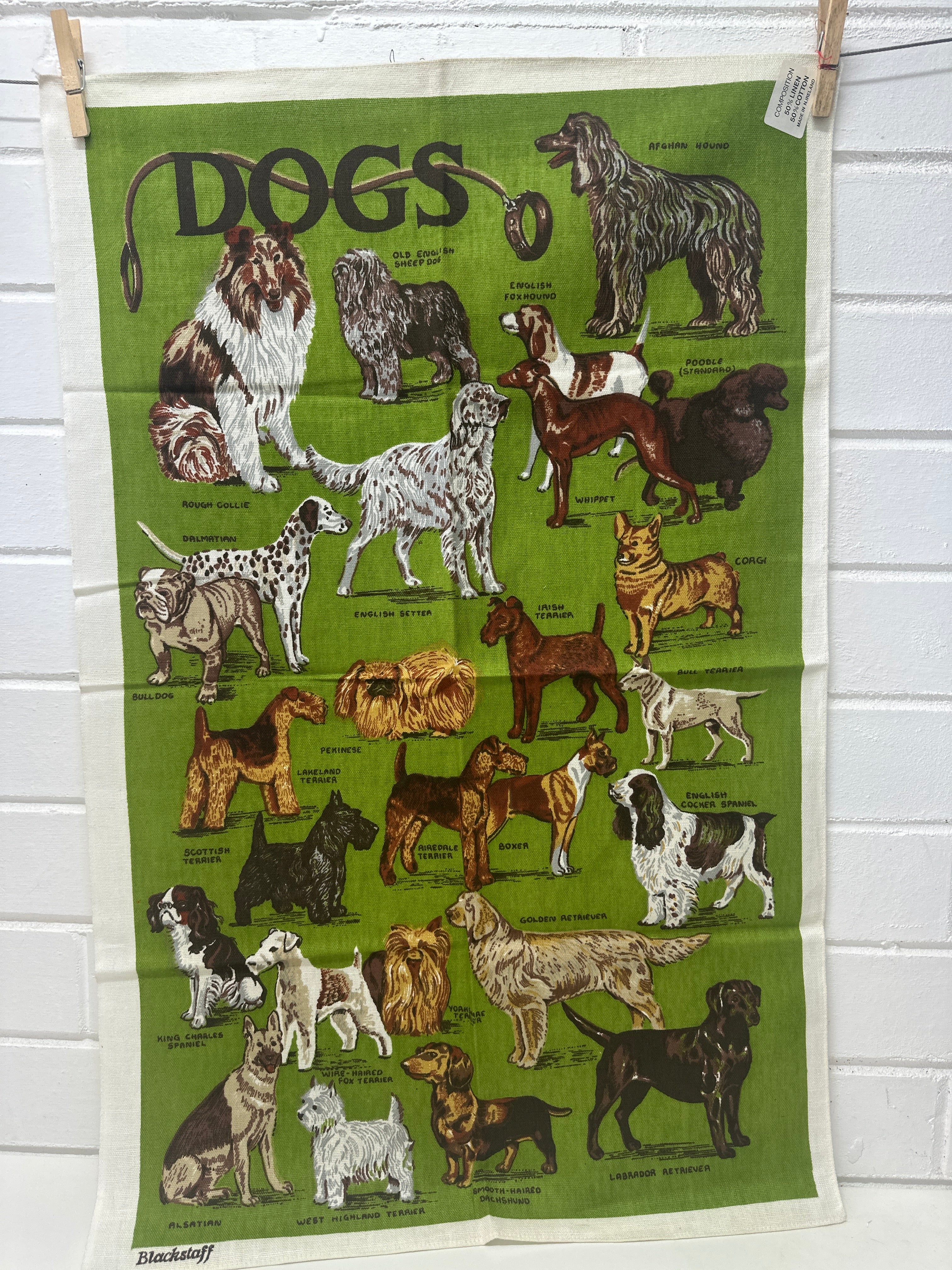 UNUSED Linen Cotton Dog Tea Towel