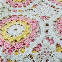HUGE Vintage Handmade Pink & White Bedspread Tablecloth