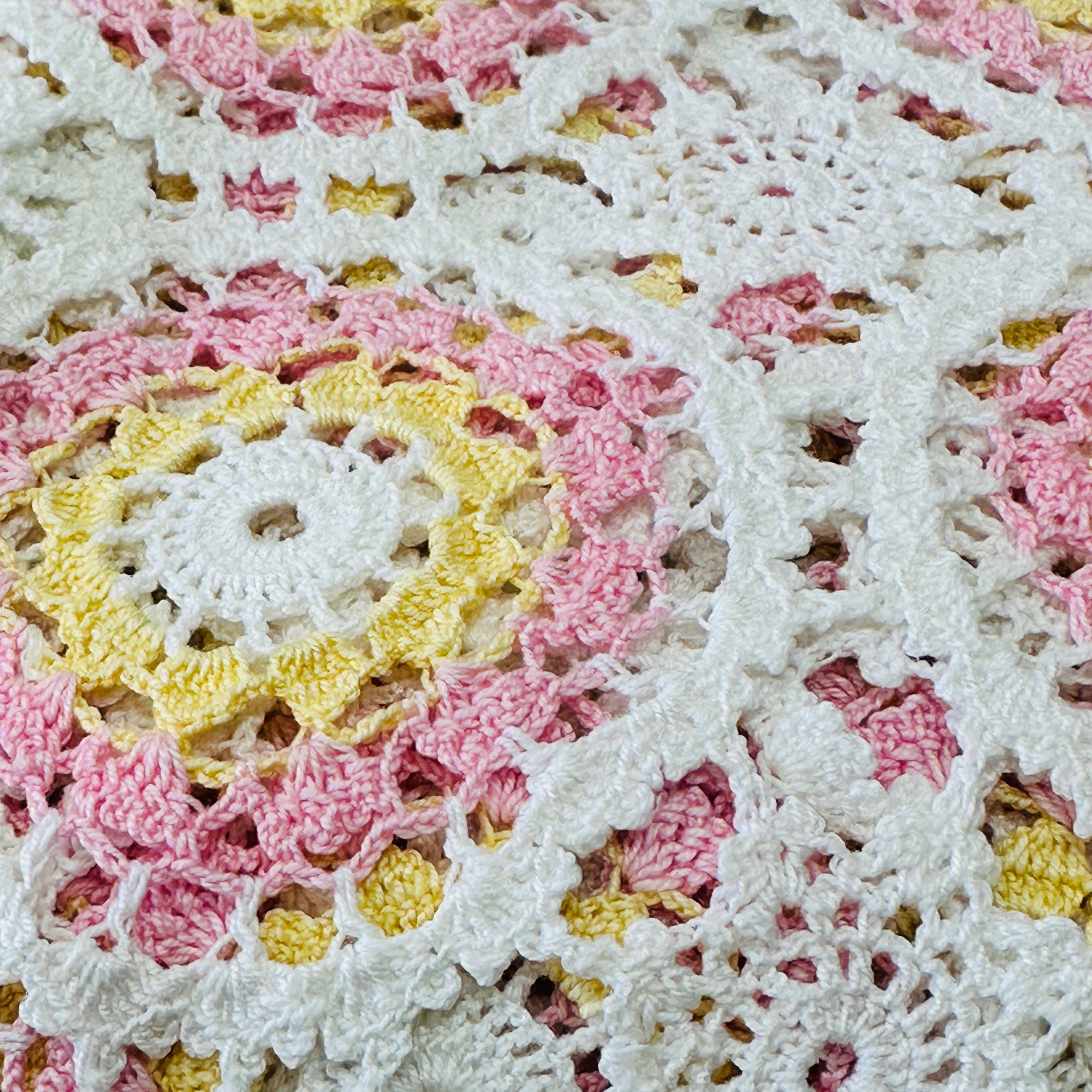 HUGE Vintage Handmade Pink & White Bedspread Tablecloth