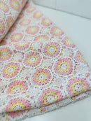 HUGE Vintage Handmade Pink & White Bedspread Tablecloth