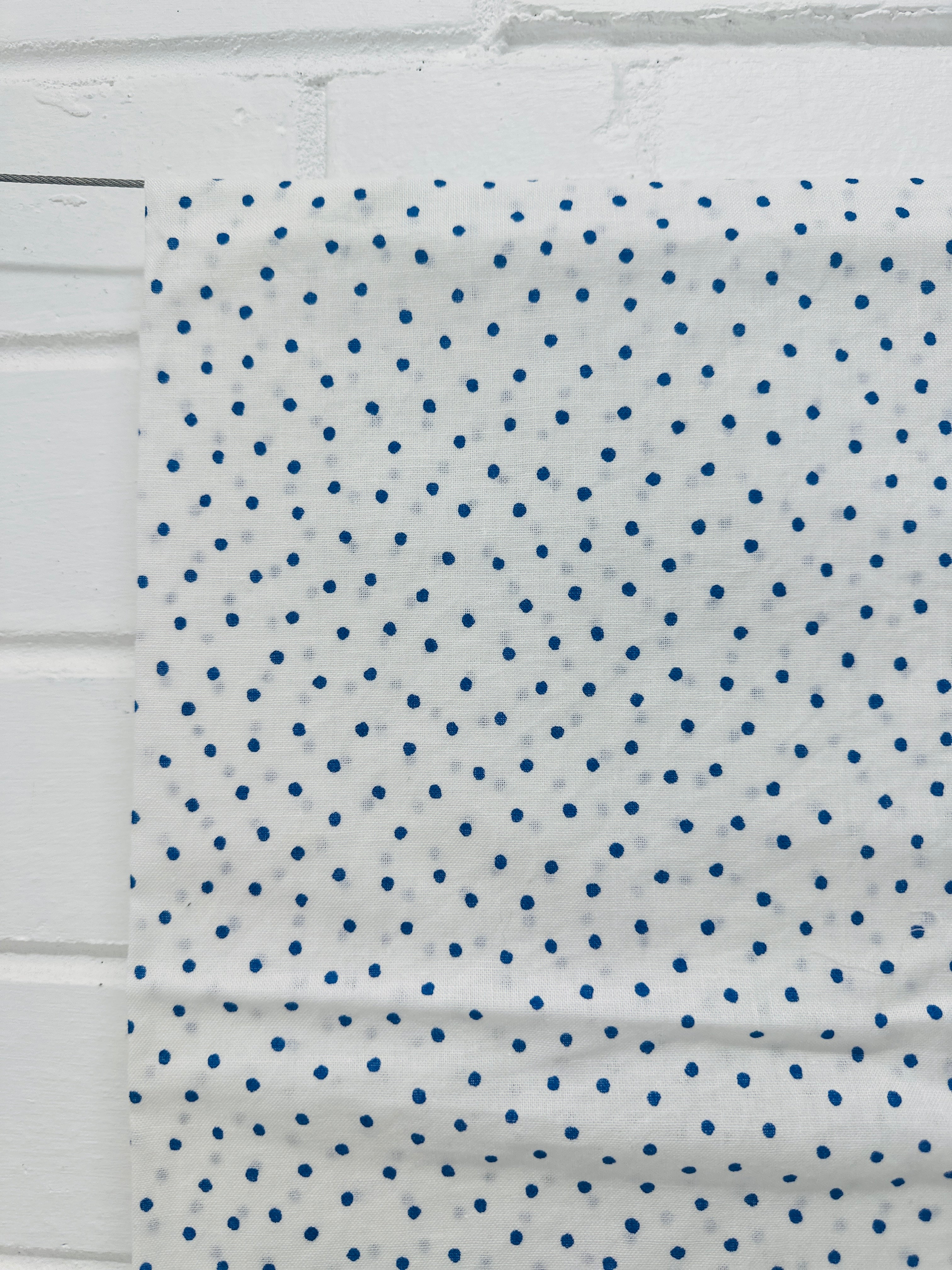 100cms John Kaldor Navy & White Polka Dot Cotton Fabric