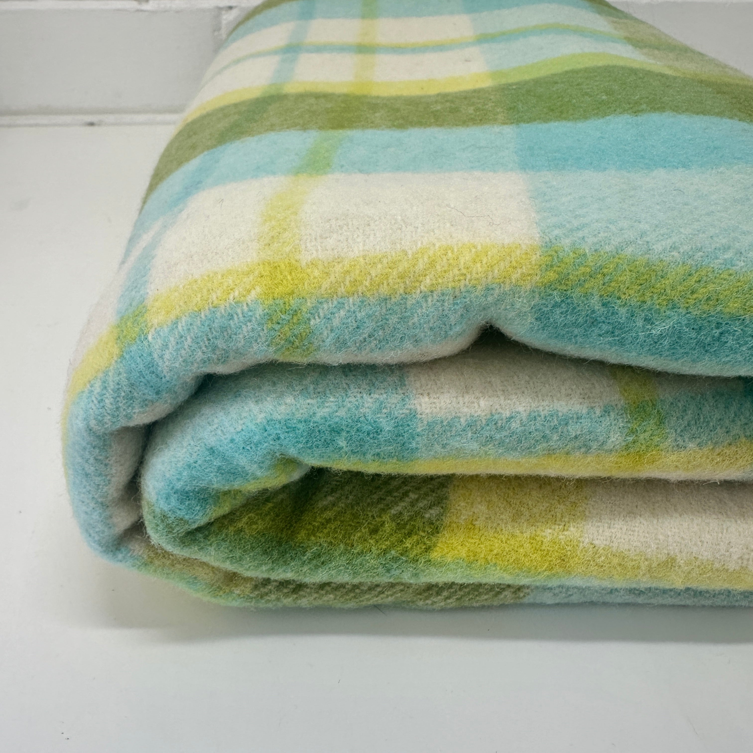 Green & Blue Wool Blanket VINTAGE