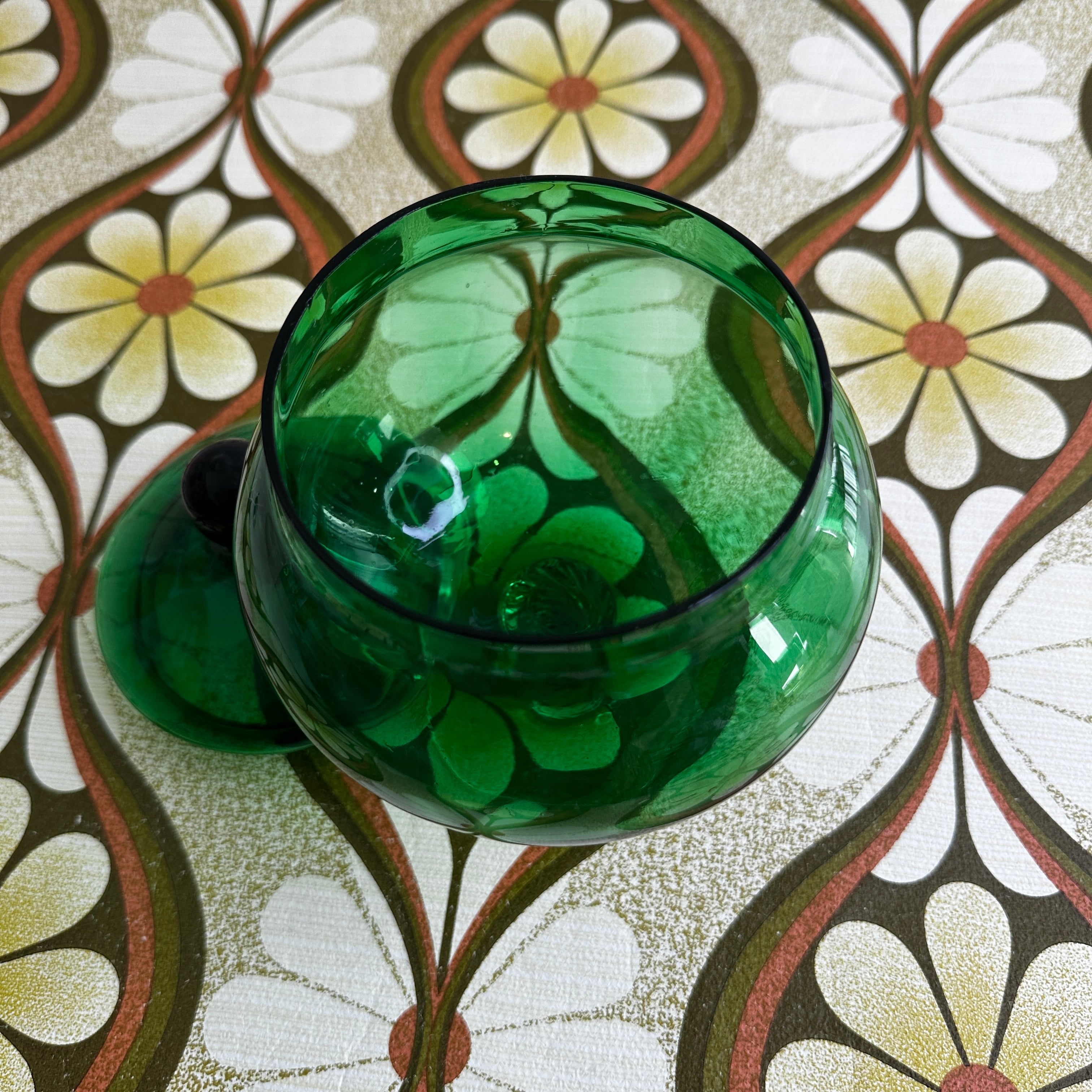 Mini Vintage Italian GREEN Glass Apothecary Lolly Jar STUNNING