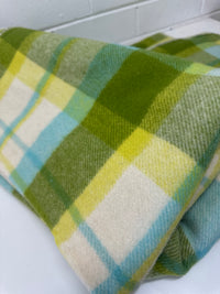 Green & Blue Wool Blanket VINTAGE