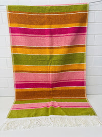 UNUSED Vintage Striped Towel with FRINGE