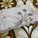 Vintage Linen Embroidered Tablecloth Scalloped Edge