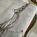 Vintage Linen Embroidered Tablecloth Scalloped Edge