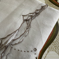 Vintage Linen Embroidered Tablecloth Scalloped Edge
