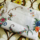 Vintage Linen Embroidered Tablecloth