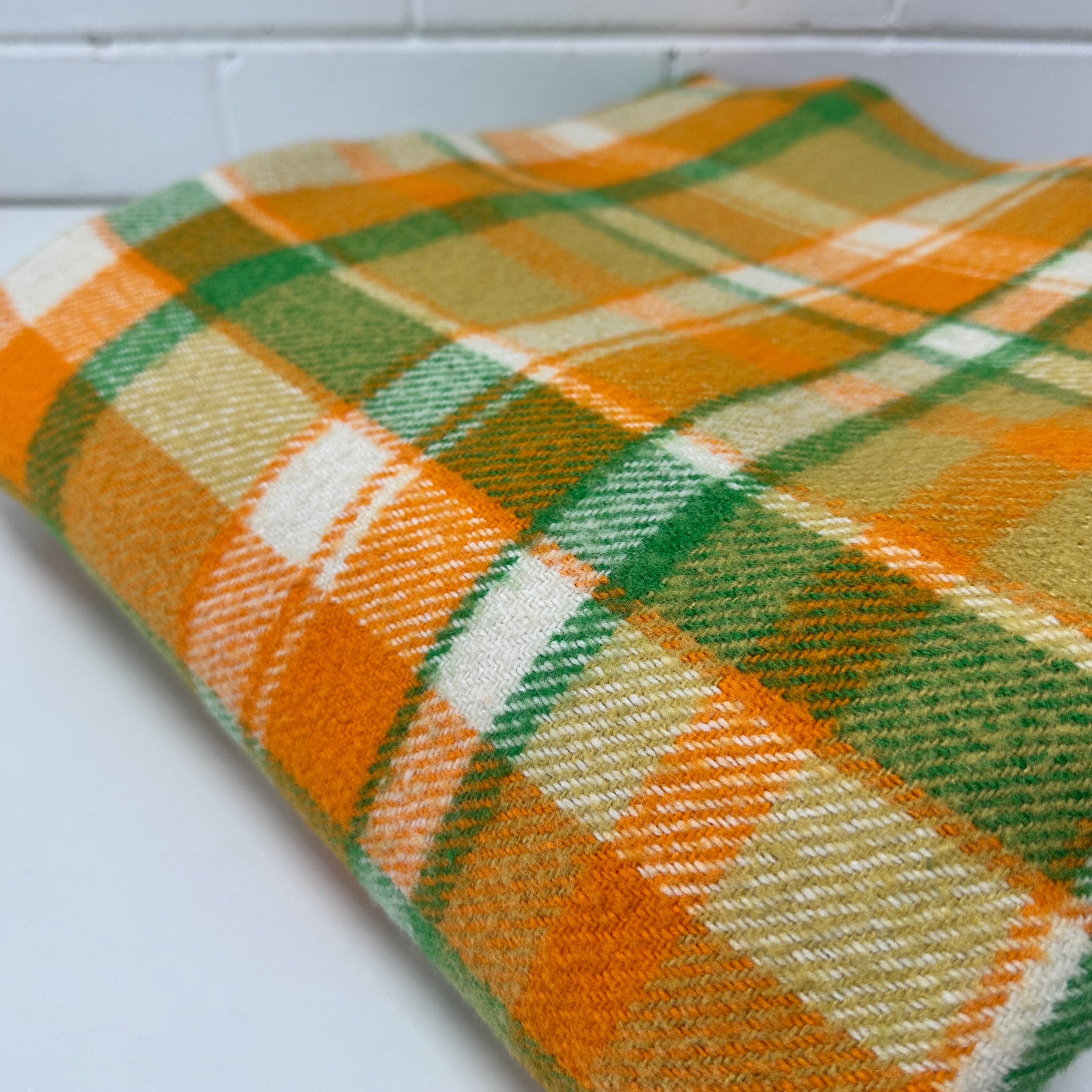 Vintage Green & Orange Blanket Wool