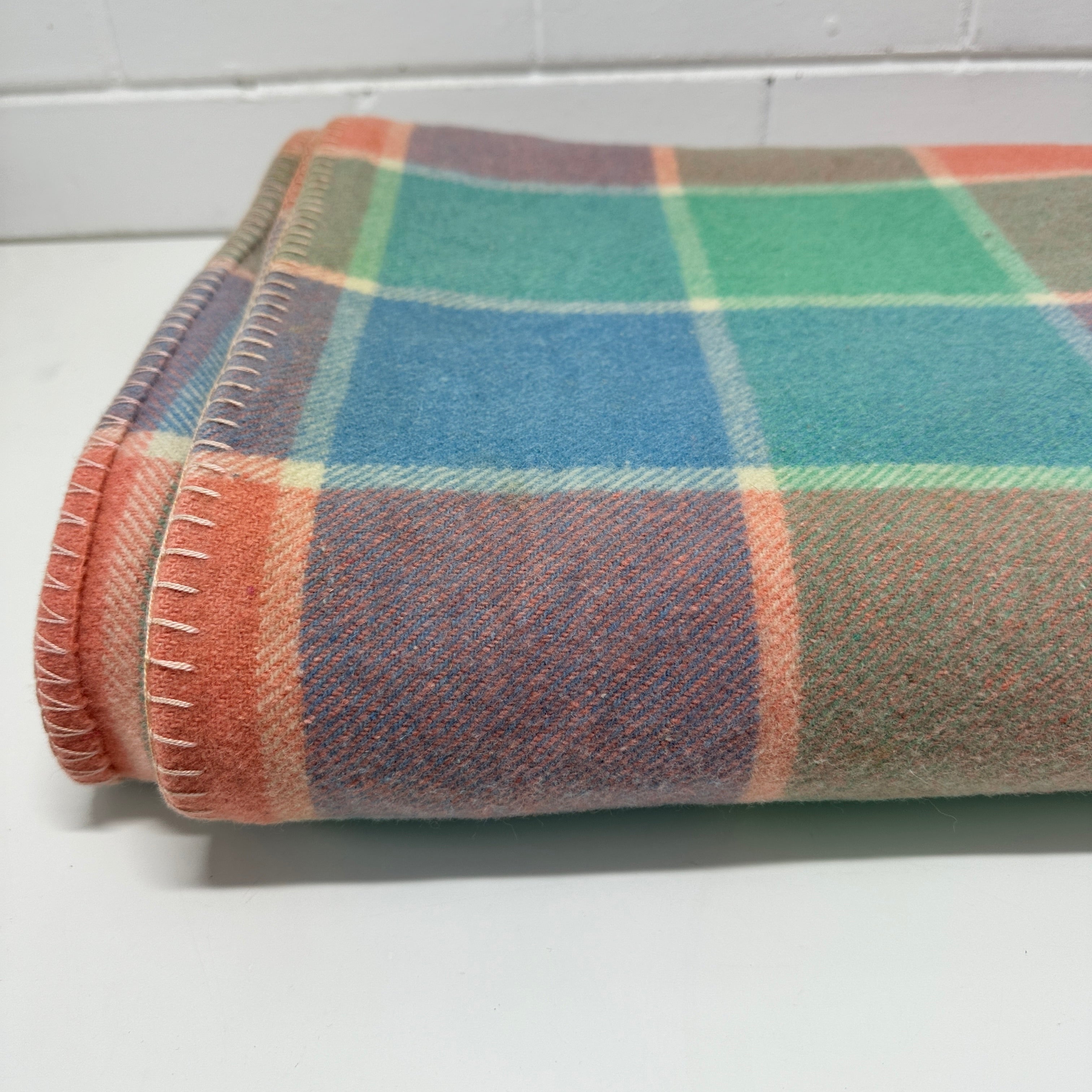 Vintage Checked Wool Blanket