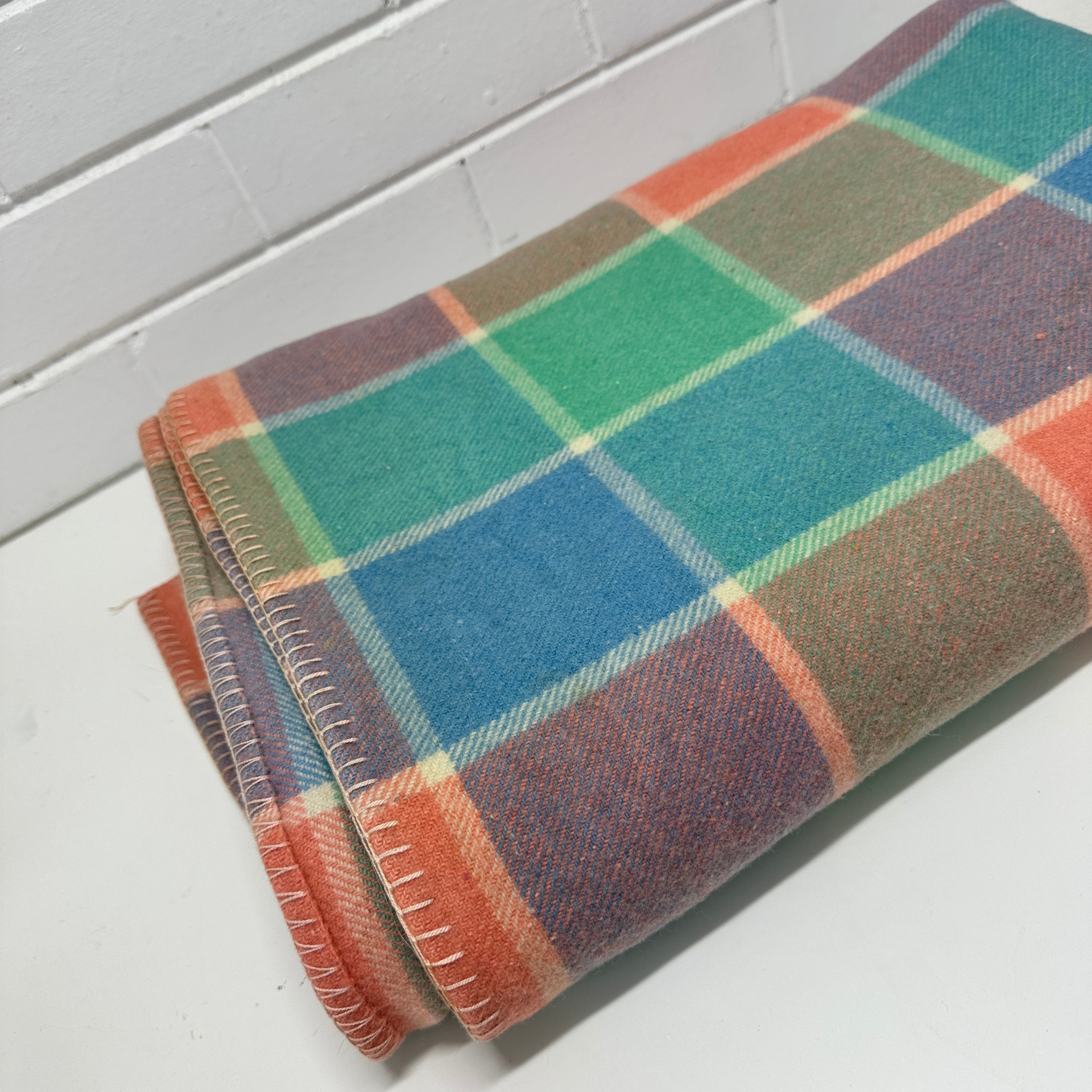 Vintage Checked Wool Blanket