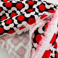 400cms Large Lot of Red & Black Floral Fabric